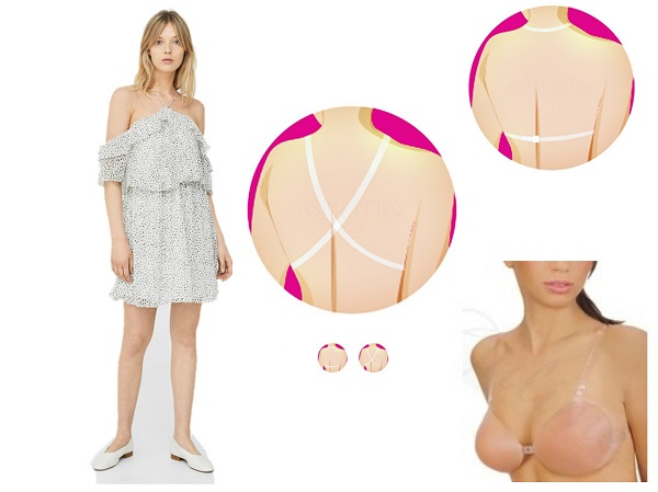 adhesive silicone bra with detachable straps for dresses with cutouts and bare shoulders