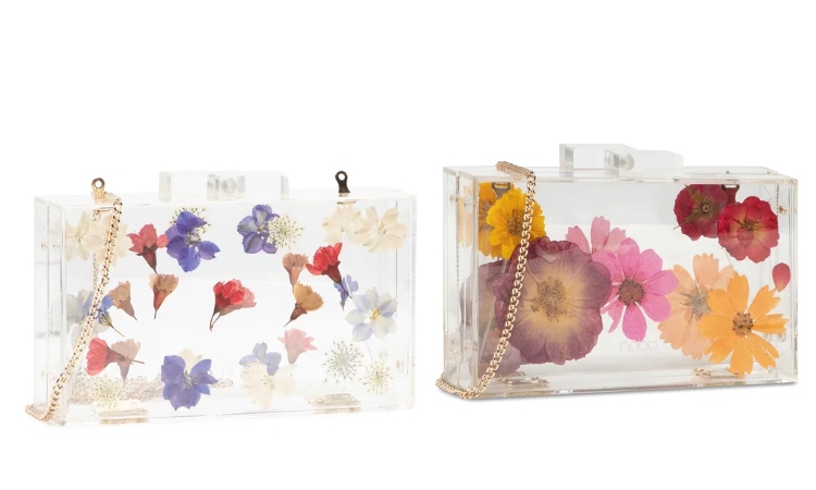 clutch-uri transparente cu flori presate